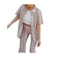 thumbnail image 6 of Franhais Women 2PCS Pants Suit, Print Short Sleeve Lapel Blouse, Straps Waistband Loose Long Pants, 6 of 9