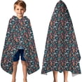 thumbnail image 3 of Dark Blue Bigfoot and Tree Pattern Hooded Bath Towel，60"x35" for Ages 3 To 12 Kids, Quick Dry Lightweight Soft Microfiber Hood Beach Towel Cover Up for Kids, 3 of 7
