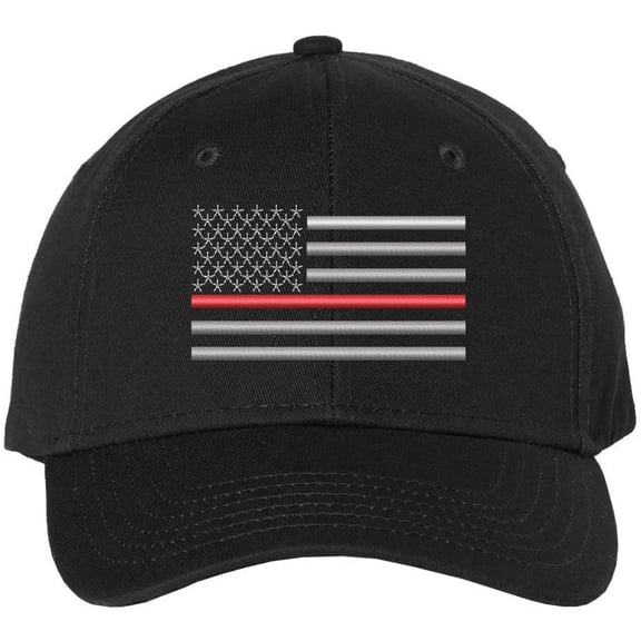 Thin Red Line USA Flag Hat American Flag Baseball Cap | Support & Honor Firefighters (BlackThinRedLine)