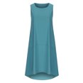 thumbnail image 3 of Itsame Womens Casual Dresses Solid Color Round Neck Cotton Thin Dress Blue Size S, 3 of 5