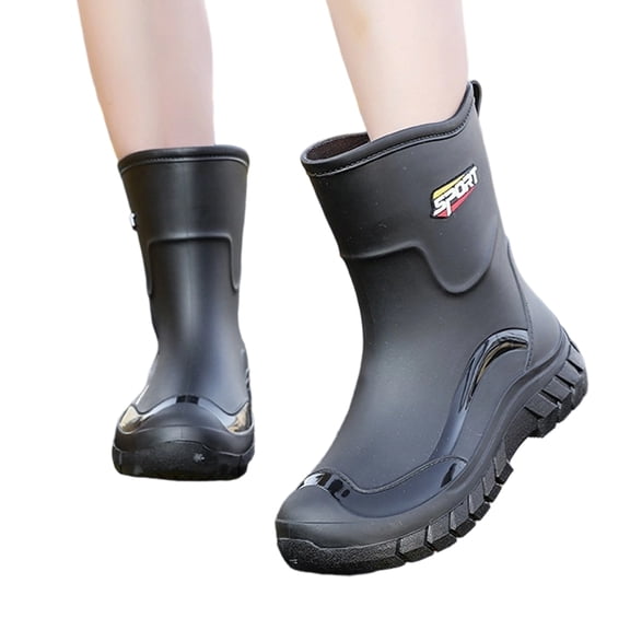 NexTorq Womens Rain Boots Mid Calf Wellies Thick Sole Waterproof Shoes Non Slip Rubber Footwear Heavy Duty Platform Mud Rainshoes Lightweight Durable Comfort Slip on Outerwear for Outdoor Activity