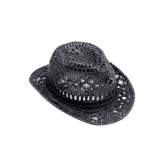 LADIES' TOYO JACQUARD FEDORA HAT, Black