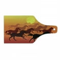 thumbnail image 1 of Animal Cutting Board, Dramatic View of Many Horse Running and Sunset Tangerine Colors Graphic, Decorative Tempered Glass Cutting and Serving Board, in 3 Sizes, by Ambesonne, 1 of 2