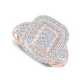 thumbnail image 2 of AFFY 1 Carat Round Cut Natural White Diamond Rectangular Double Frame Wedding Band Ring In 14K Rose Gold Over Sterling Silver (1 Cttw, I2-I3 Clarity), Ring Size-6, 2 of 4