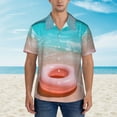 thumbnail image 2 of Rateoe Pink Float Ring On Beach Pattern Men’s Hawaiian Shirt – Short Sleeve Button-Down Tropical Beach Shirt, Lightweight & Breathable Casual Aloha Shirt with Pocket,3X-Large, 2 of 7