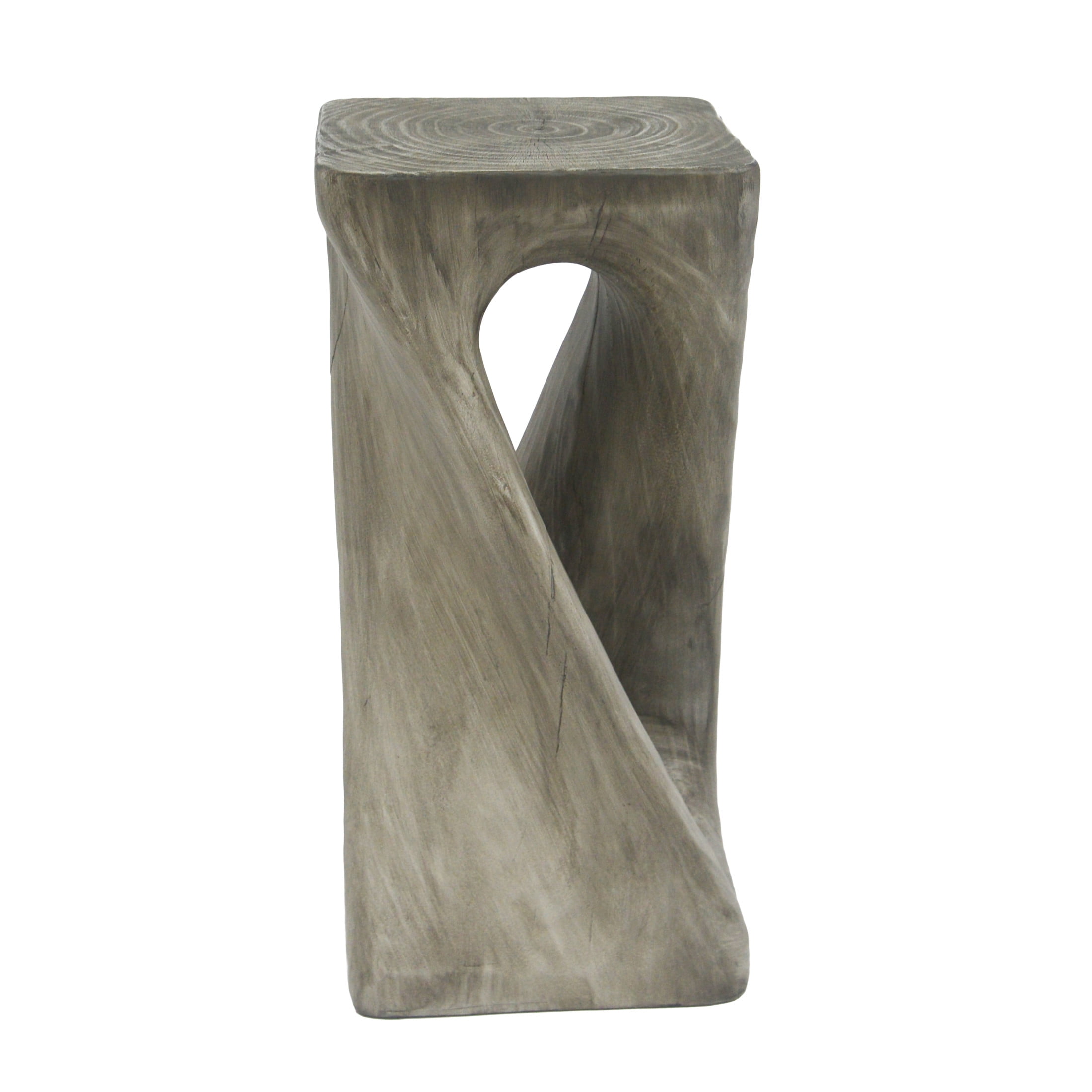 Christopher Knight Home 26.8" Natural Wood Twist Shape Design MGO Outdoor Side Table, Gray