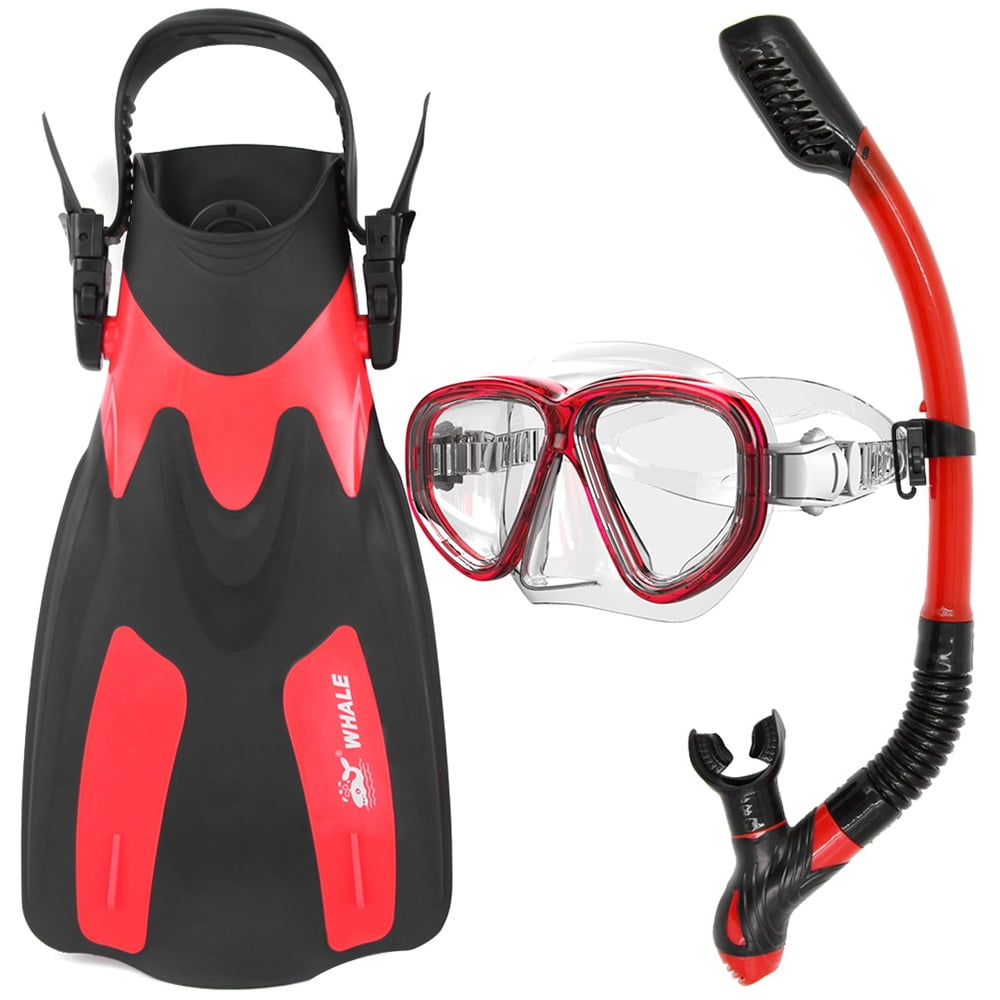 Snorkel Goggles Flippers Set Snorkeling Glass Swimming Fins Snorkelling