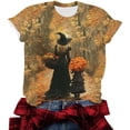 thumbnail image 6 of Yanchicy Womens Crew Neck T Shirt Seasonal Halloween Graphic Short Sleeve Printed Casual Tops Ladies Fashion Clothes Autumn Holiday Everyday Outfits, 6 of 7