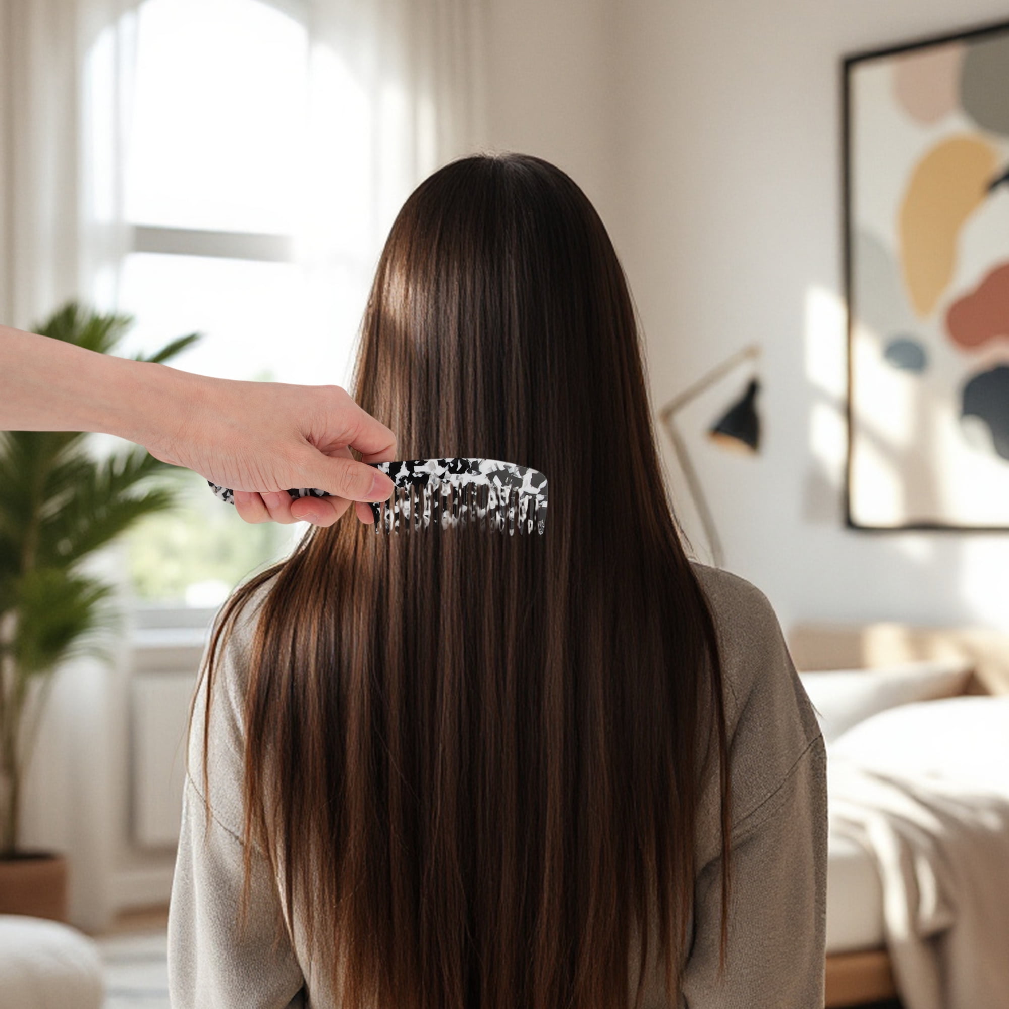 Unique Bargains 1 Piece Durable Retro Long Handle Hair Comb for All Hair Types
