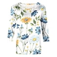 thumbnail image 5 of Pisexur Hauts pour Femmes Grande Taille Mode Chemises 3/4 Automne Décontractées Blouses à Col Rond Mignonnes à Imprimé Floral Tuniques Amples, 5 of 5