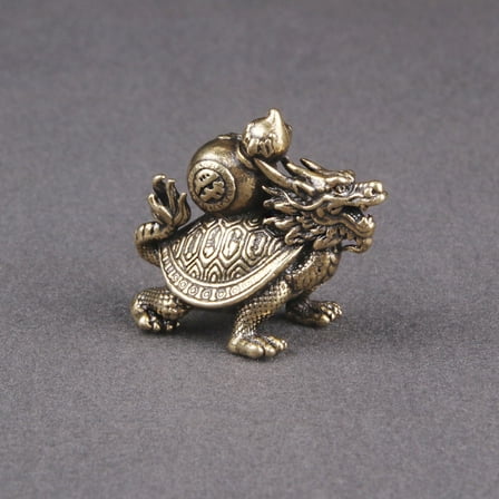 Masteelf Retro Golden Dragon Turtle Statue for Home Decoration Sturdy Brass Material 4 5 Inch