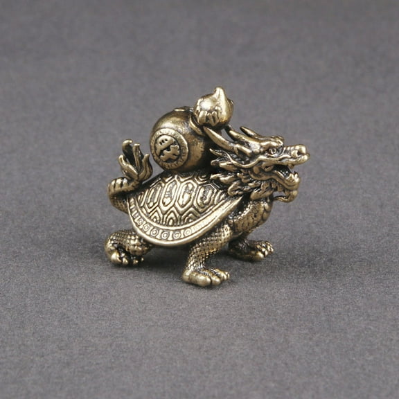 Masteelf Retro Golden Dragon Turtle Statue for Home Decoration Sturdy Brass Material 4 5 Inch