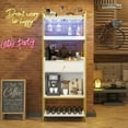 thumbnail image 2 of Industrial&nbsp;Wine Bar Cabinet&nbsp;with Glass Rack, Tall Coffee Bar&nbsp;with LED Lights,&nbsp;Liquor Cabinet Wine Rack Storage Metal Wood Sideboard Buffet for Dining Living Room, White & Gold, 2 of 12