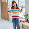 thumbnail image 4 of GYRATEDREAM Boys Girls Sweaters 100% Cotton Cable Knit Stripe Sweater Kids Crew Neck Pullover Toddler School Uniform Casual Sweatshirt Top for 2-10Y Pink, 4 of 10