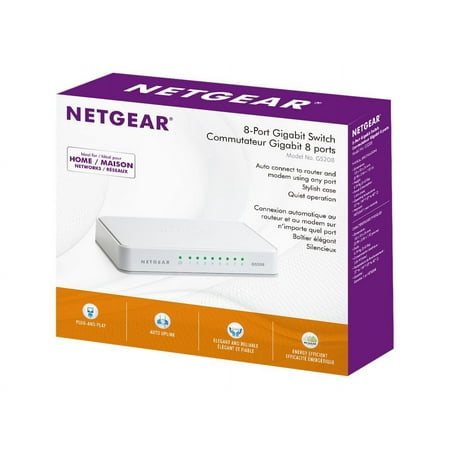NETGEAR - 8-Port 10/100/1000 Mbps Gigabit Unmanaged Switch - White