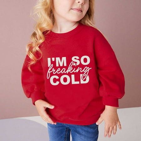 

Geire Children Comfy Cotton Sweatshirt Fall Winter Wear Casual Letter Printed Long Sleeve Crew Collar Top Loose Pullover Sweatershirts for Mid-Large Children