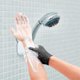 thumbnail image 3 of Exfoliating Dual Texture Bath Gloves For Shower, Spa, Massage And Body Scrubs, Dead Skin Cell Remover, Gloves With Hanging Loop (1 Pair Glove), 3 of 4