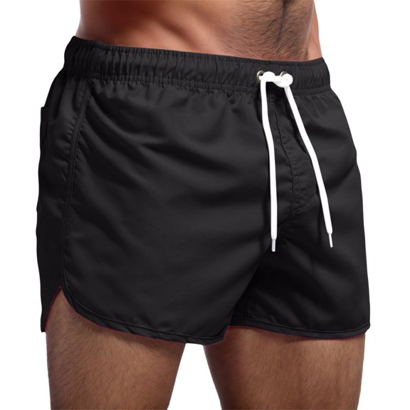 NAFUU Men's Casual Shorts Solid Color Shorts With Pockets Drawstring Side Slit Hem Lightweight Workout Shorts Men