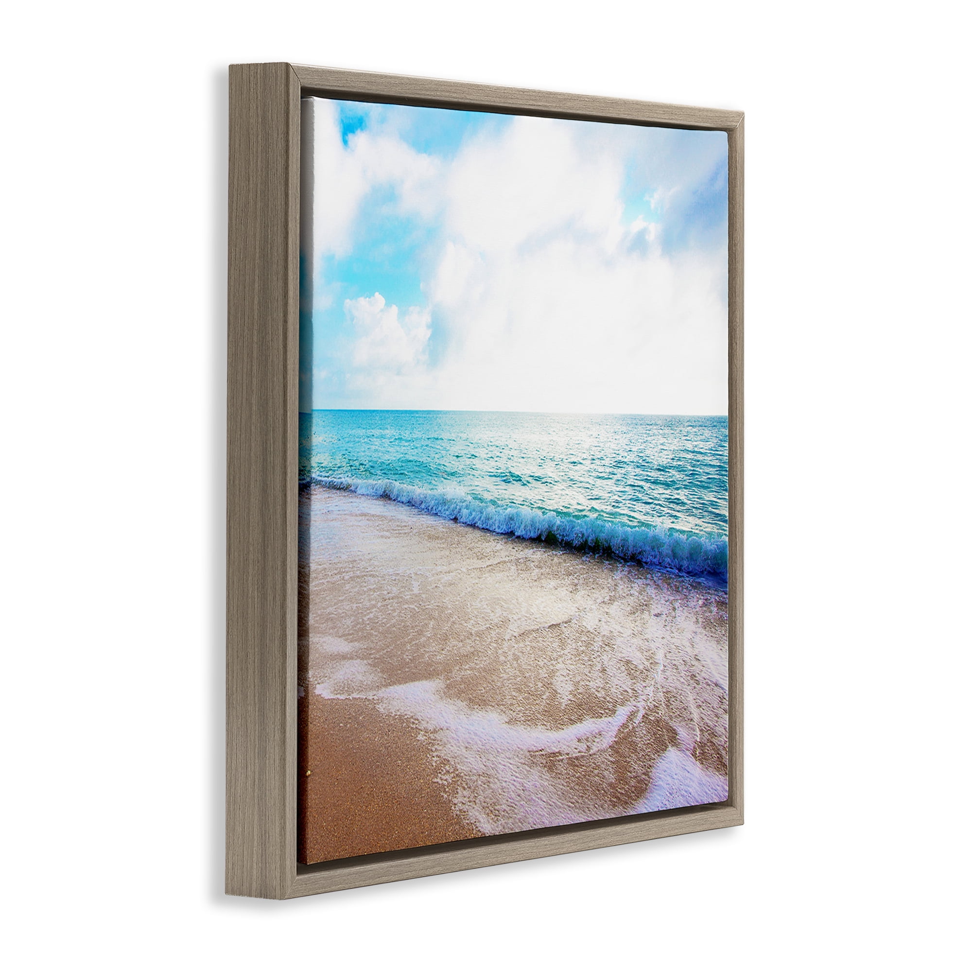 Stupell Industries Billowing Beach Wave Nautical & Beach Photography Brown Floater Framed Canvas Art Print Wall Art, 25 x 25