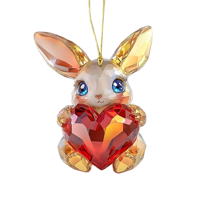 Binwennn Valentine's Day Cartoon Animal Series Cat Dog Rabbit Acrylic Keychain Car Rearview Accessory for Car Twig Garland Grapevine Christmas Decorations Door Garland Cake Ornament Christmas Easter