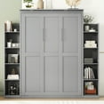 thumbnail image 3 of NEW Full Size Murphy Bed Wall Bed with Shelves and LED Lights,Gray, 3 of 8