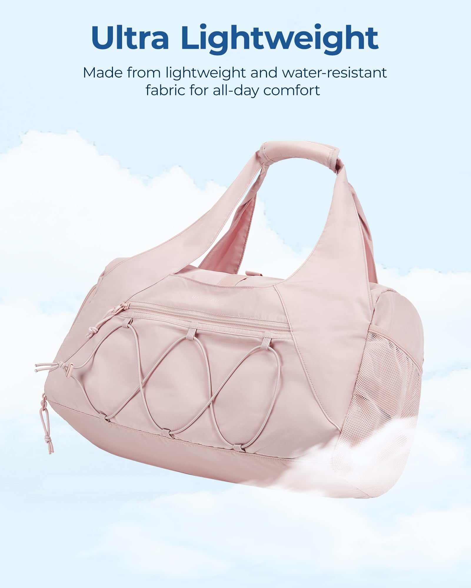 BAGSMART Gym Bag for Women, Lightweight Duffel with Shoe Compartment, Weekender with Wet Pocket, Workout Yoga Tote, Pink
