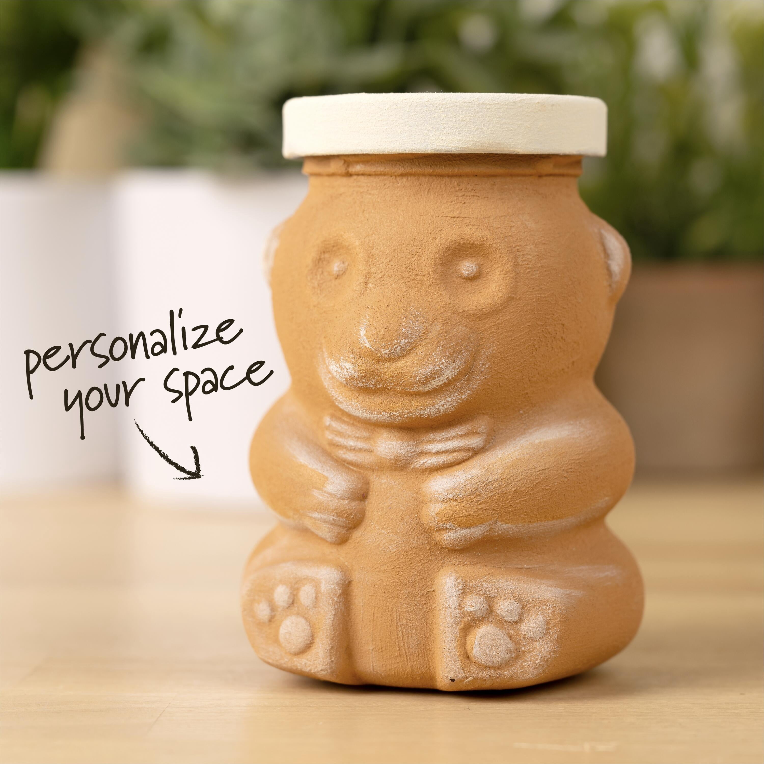 (3 pack) Plaid Surfaces Glass Bear Jar with Lid, 6.08 oz Customizable Jar for DIY Arts and Crafts