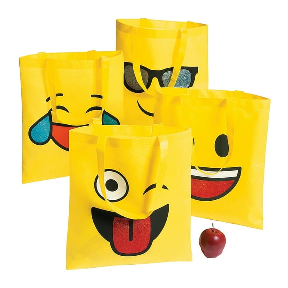 Lg Emoji Tote Bags - Favor Bagss - 12 Pieces