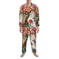 thumbnail image 3 of Fotbe Butterflies And Flowers Painting Pattern Long Sleeve Pajama Set for Men,Sleepwear Set,2-piece Loungewear Set,Soft PJs Comfy Nightwear with Pockets-Medium, 3 of 7