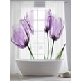 thumbnail image 5 of Purple Tulip Sheer Curtains 108 inches Long 2 Panels Set Flower Farmhouse Floral Sheer Window Curtain Rod Pocket Voile Drapes for Living Room/Bedroom, Each 52" W x 108" L, 5 of 7