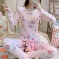 thumbnail image 3 of 2023 Sanrio Hello Kitty pantalones Anime Doraemon pijamas finos de felpa moda cómoda cuello redondo cálido conjunto de ropa de dormir Otoño/Invierno, 3 of 4