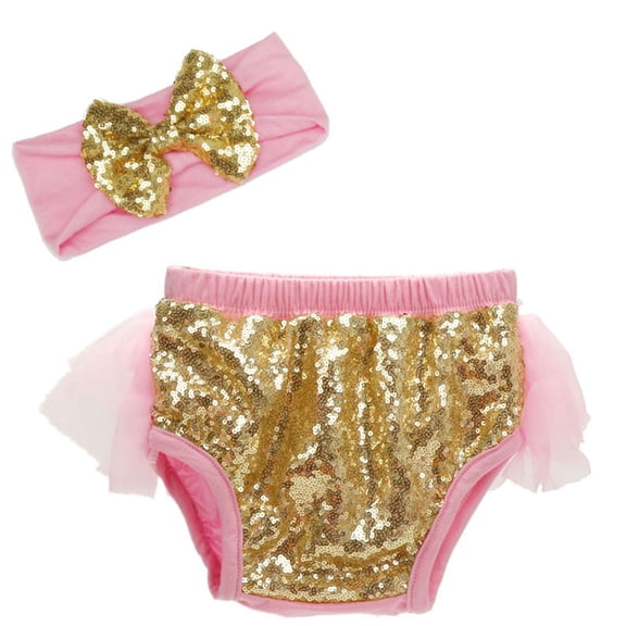 LYMAYTER Baby Girls Sparkle Sequin Diaper Covers Toddler Mesh Skirt Shorts Comfortable Party Outfit 0-24M
