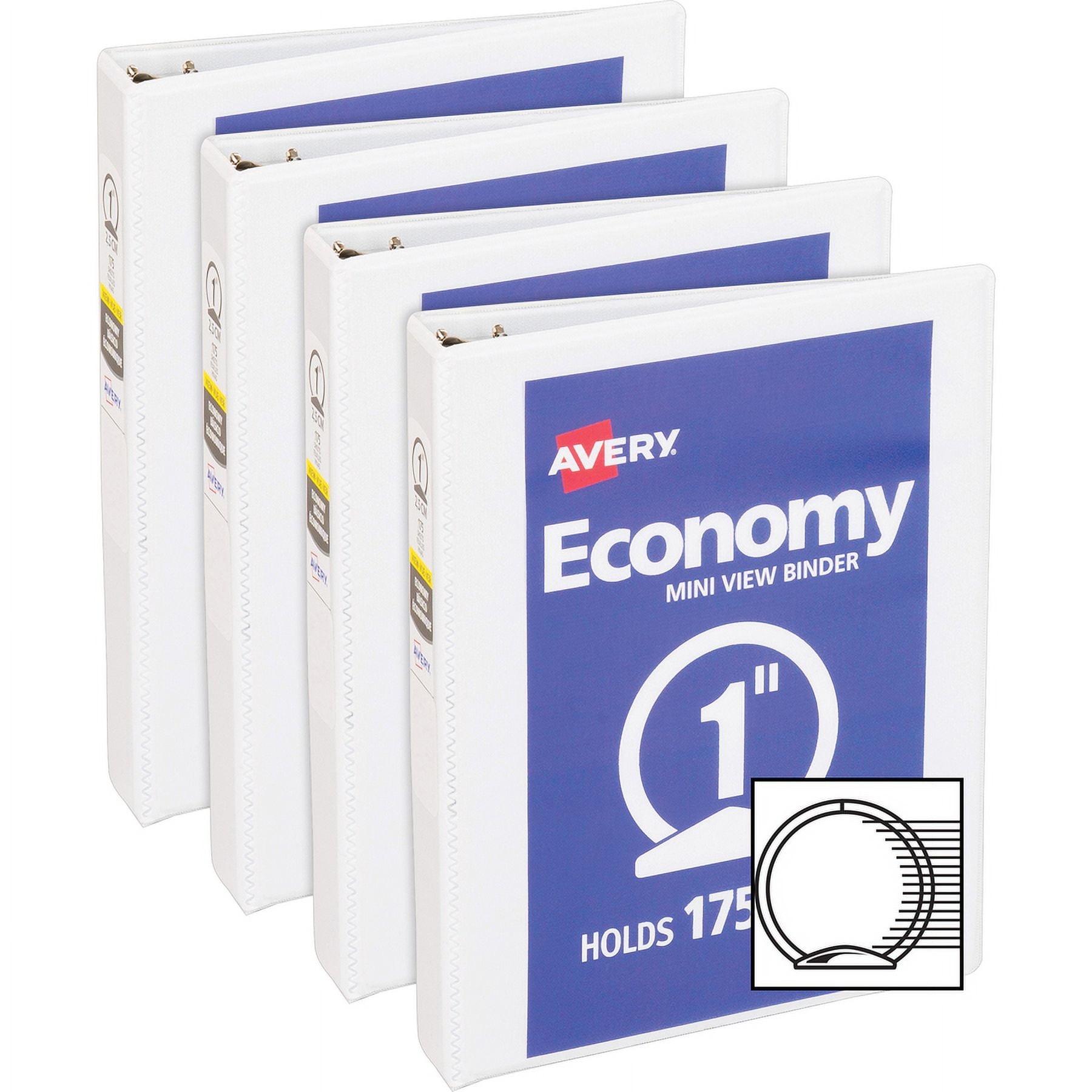Avery&reg;, AVE05806BD, Economy View Binder, 4 / Bundle, White