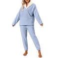 thumbnail image 3 of Ensemble de Pyjama pour Femmes, Haut à Enfiler Confortable avec Design à Revers, Tenue de Nuit Douce pour le Coucher, 3 of 9