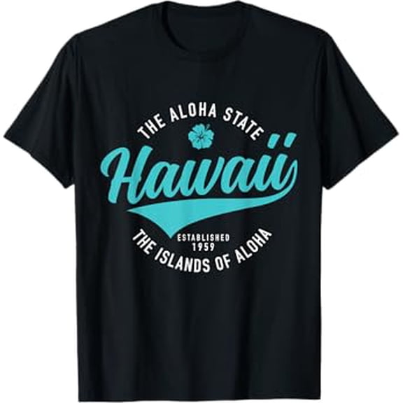 Hawaii The Aloha State Hawaiian Islands Souvenir Vintage T-Shirt