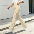 thumbnail image 5 of Women's Soft Comfortable Cargo Pants Elastic Waist Multi Pockets Athletic Activewear Hiking Utility Outdoor Fitness Beige M(M), 5 of 6