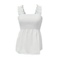 thumbnail image 6 of Tank Top For Women Athletic Frill Smocked Crop Tie Shoulder Strap Stretchy Comfortable Breathable Trendy Beach Plus Size Tops, 6 of 7