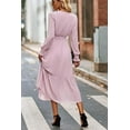 thumbnail image 3 of PRETTYGARDEN Women's Maxi Dress Fall Long Sleeve Wrap V Neck Ruffle Flowy Belted Spring Wedding Guest Vacation, 3 of 8