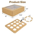 thumbnail image 2 of Cajas para cupcakes Tcoivs con capacidad para 12 cupcakes estándar, 15 unidades, color marrón, 2 of 6