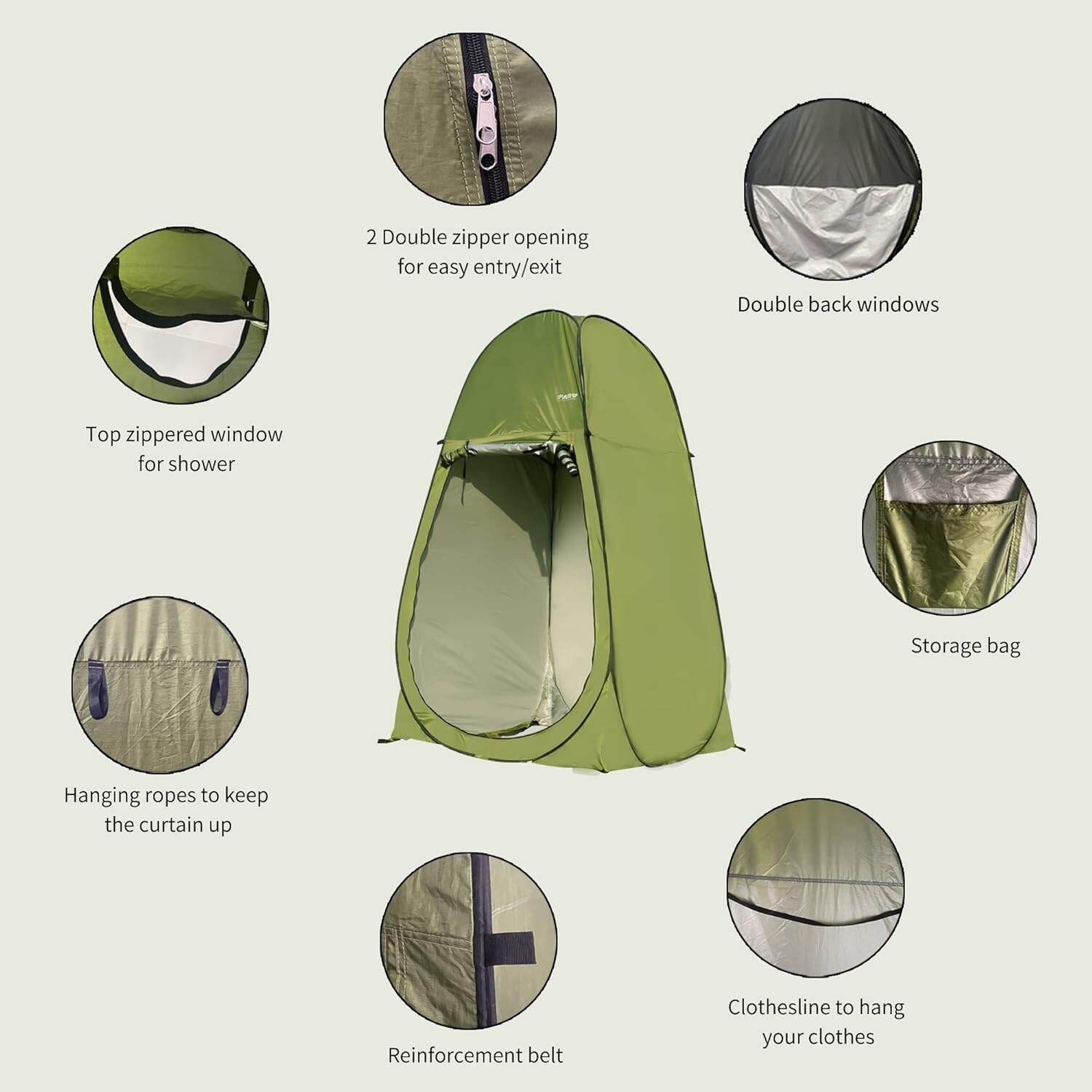 Camping Tents Camping Shower Tent 7FT Instant Pop Up Privacy Tents, Portable Toilet Tent Outdoor Dressing Room, Foldable Camp Sun Shelter for Beach Fishing,Pop Up Tent