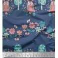 thumbnail image 1 of Soimoi Georgette Viscose Fabric Floral,Tree & Owl Kids Printed Fabric 1 Yard 42 Inch Wide, 1 of 3