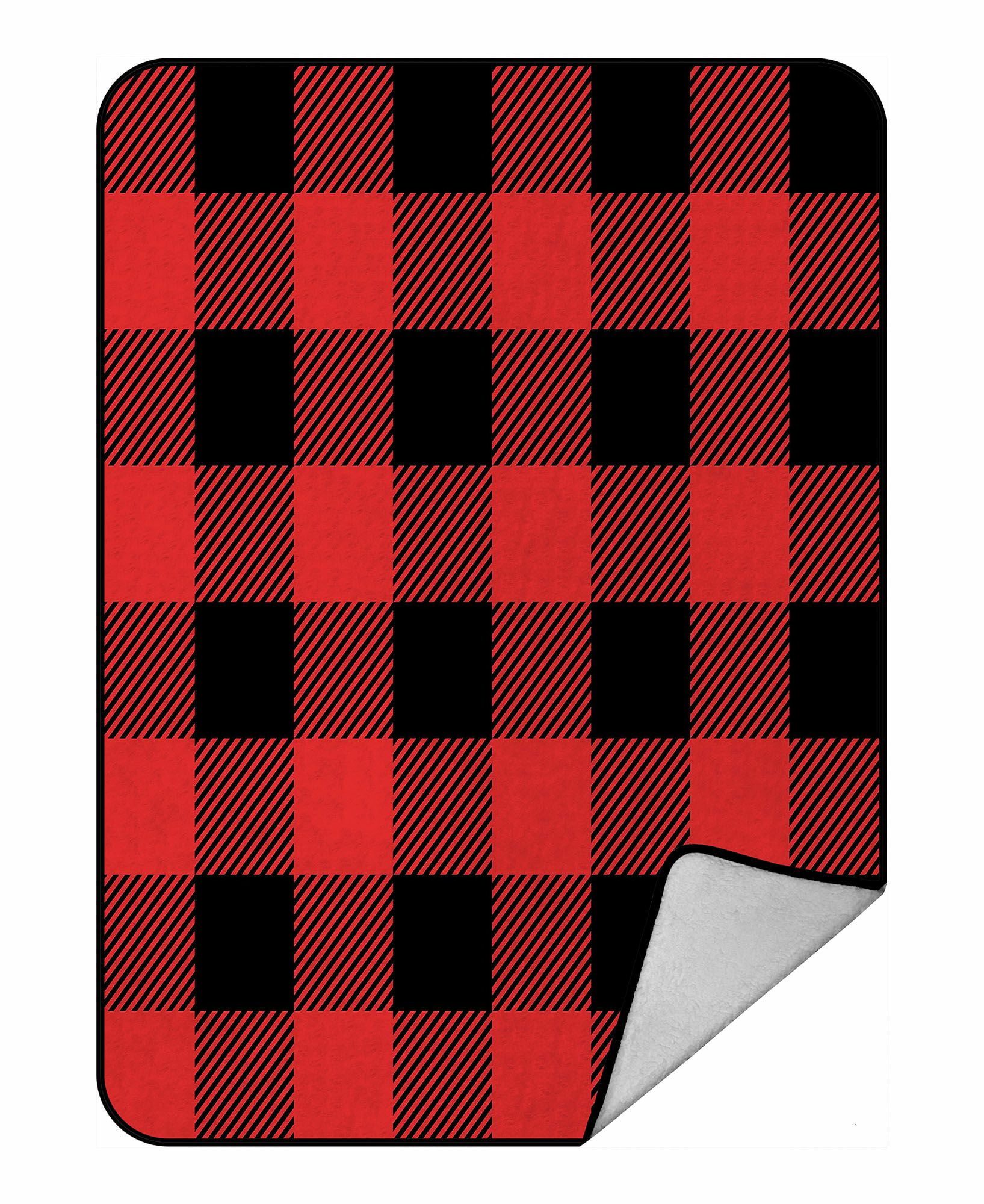 ABPHQTO Red And Black Tartan Plaid Checkered Pattern Fleece Blanket