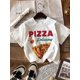 thumbnail image 1 of Camiseta informal de manga corta con cuello redondo y estampado de pizza para niño pequeño, ideal para verano, 1 of 5