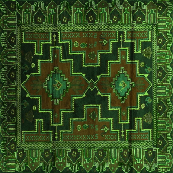 Ahgly Company Indoor Square Persian Green Traditional Area Rugs, 5' Square