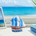 thumbnail image 5 of Resin Home Decorations, Mediterranean Style Small Boat Ornaments, Painted Sailboat Model for Holiday and Winter Decor, Cute Colorful Coastal Nautical Decor, 8x8x3.5cm, 5 of 7
