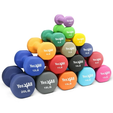 Yes4All Neoprene Dumbbell with Non Slip Grip Great for Total Body Workout pairs 2lbs -