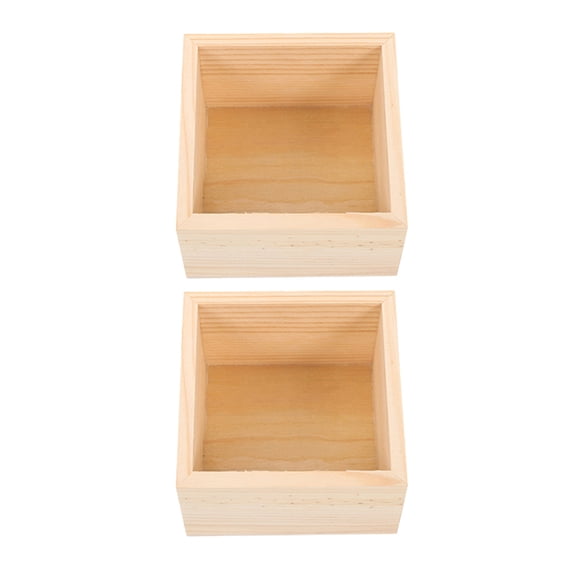 CTIRCHIU 2Pcs Multifunctional Beige Wood Storage Boxes for Desktop Crafts and Office Organization