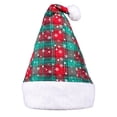 thumbnail image 2 of Lumtrix Christmas Plaid Santa Hat Xmas Men Women Plush White Snowflake Print Hat For Christmas New Year Holiday Party Green One Size, 2 of 5