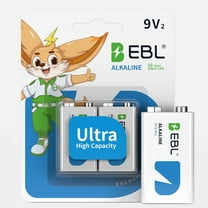 EBL 9V Batteries - Alkaline 9V Battery 2 Pack - Ultra Long Lasting with a 7 - Year Shelf Life