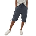 thumbnail image 1 of Hngshg Plus Size Cargo Capris for Women Bow Drawstring Solid Color Casual Pants with Pockets Summer Vacation Workout Pants, 1 of 7